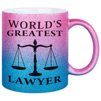 World's greatest Lawyer, Κούπα Χρυσή/Μπλε Glitter, κεραμική, 330ml