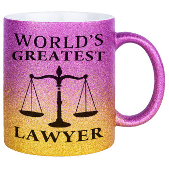 World's greatest Lawyer, Κούπα Χρυσή/Ροζ Glitter, κεραμική, 330ml