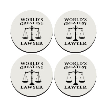World's greatest Lawyer, ΣΕΤ 4 Σουβέρ ξύλινα στρογγυλά (9cm)