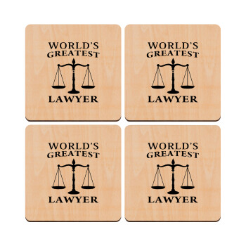 World's greatest Lawyer, ΣΕΤ x4 Σουβέρ ξύλινα τετράγωνα plywood (9cm)
