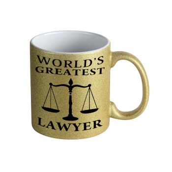 World's greatest Lawyer, Κούπα Χρυσή Glitter που γυαλίζει, κεραμική, 330ml