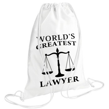 World's greatest Lawyer, Τσάντα πλάτης πουγκί GYMBAG λευκή (28x40cm)