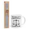 World's greatest Lawyer, Πασχαλινό Σετ, Κούπα κεραμική (330ml) & πασχαλινή λαμπάδα αρωματική πλακέ (30cm) (ΓΚΡΙ)