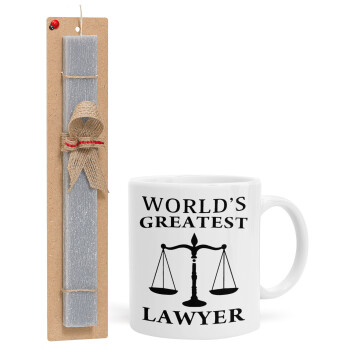 World's greatest Lawyer, Easter Set, Ceramic Cup (330ml) & Easter aromatic flat candle (30cm) (GRAY)
