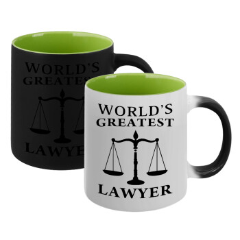 World's greatest Lawyer, Κούπα Μαγική εσωτερικό πράσινο, κεραμική 330ml που αλλάζει χρώμα με το ζεστό ρόφημα (1 τεμάχιο)