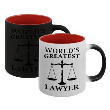 World's greatest Lawyer, Κούπα Μαγική εσωτερικό κόκκινο, κεραμική, 330ml που αλλάζει χρώμα με το ζεστό ρόφημα (1 τεμάχιο)