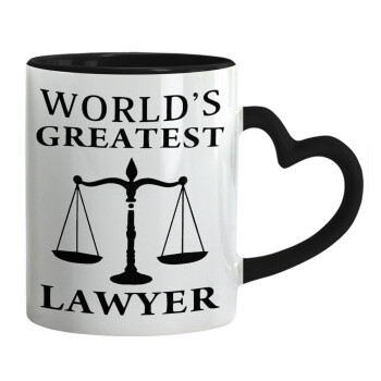 World's greatest Lawyer, Κούπα καρδιά χερούλι μαύρη, κεραμική, 330ml