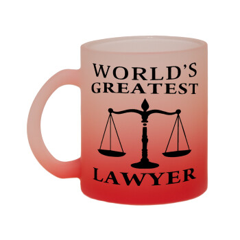 World's greatest Lawyer, Κούπα γυάλινη δίχρωμη με βάση το κόκκινο ματ, 330ml