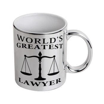 World's greatest Lawyer, Κούπα κεραμική, ασημένια καθρέπτης, 330ml