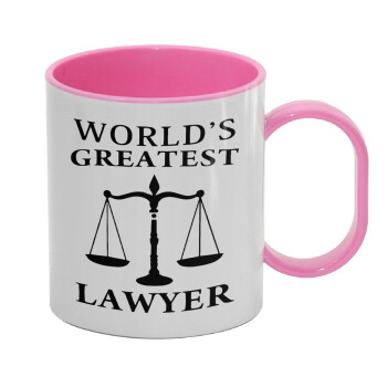 World's greatest Lawyer, Κούπα (πλαστική) (BPA-FREE) Polymer Ροζ για παιδιά, 330ml