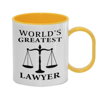 World's greatest Lawyer, Κούπα (πλαστική) (BPA-FREE) Polymer Κίτρινη για παιδιά, 330ml