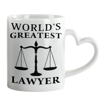 World's greatest Lawyer, Κούπα καρδιά χερούλι λευκή, κεραμική, 330ml