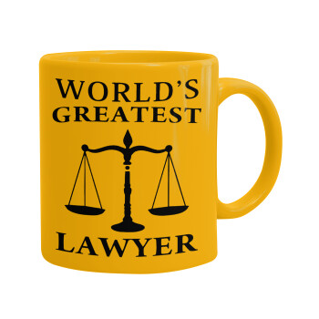 World's greatest Lawyer, Ceramic coffee mug yellow, 330ml