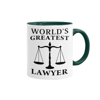 World's greatest Lawyer, Κούπα χρωματιστή πράσινη, κεραμική, 330ml
