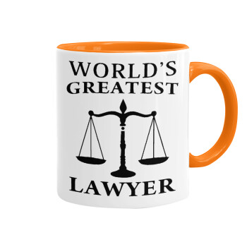 World's greatest Lawyer, Κούπα χρωματιστή πορτοκαλί, κεραμική, 330ml