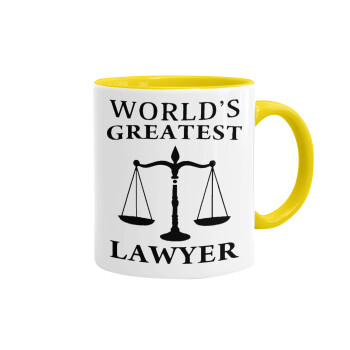 World's greatest Lawyer, Κούπα χρωματιστή κίτρινη, κεραμική, 330ml