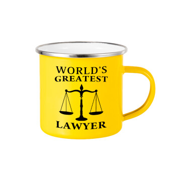 World's greatest Lawyer, Yellow Enamel Metallic Cup 360ml