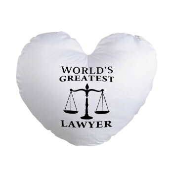 World's greatest Lawyer, Μαξιλάρι καναπέ καρδιά 40x40cm περιέχεται το  γέμισμα