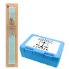 Easter Set, children's snack container BLUE & Easter aromatic flat candle (30cm) (TURQUOISE)