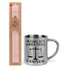 Easter Set, metallic thermal cup (300ml) & aromatic flat Easter candle (30cm) (PINK)