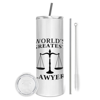 World's greatest Lawyer, Tumbler stainless steel 600ml, with metal straw & cleaning brush