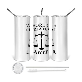 World's greatest Lawyer, 360 Eco friendly ποτήρι θερμό (tumbler) από ανοξείδωτο ατσάλι 600ml, με μεταλλικό καλαμάκι & βούρτσα καθαρισμού