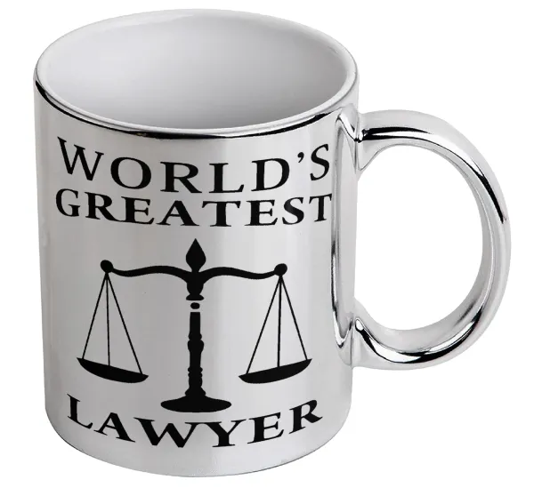 World's greatest Lawyer — Κούπα κεραμική, ασημένια καθρέπτης, 330ml