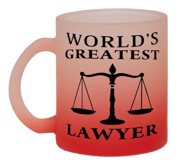 World's greatest Lawyer — Two-tone glass mug with matte red base, 330ml