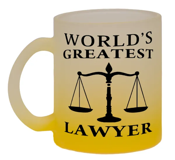 World's greatest Lawyer — Κούπα γυάλινη δίχρωμη με βάση το κίτρινο ματ, 330ml
