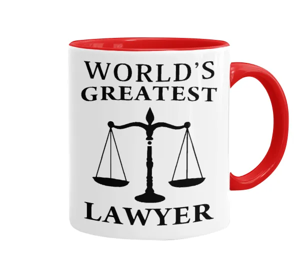 World's greatest Lawyer — Κούπα χρωματιστή κόκκινη, κεραμική, 330ml