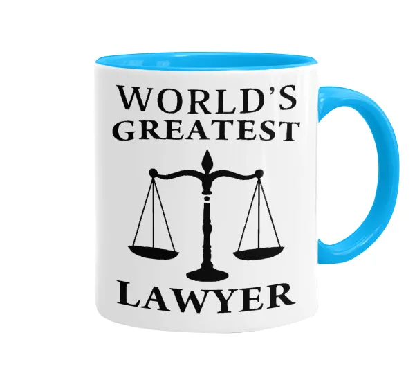 World's greatest Lawyer — Κούπα χρωματιστή γαλάζια, κεραμική, 330ml