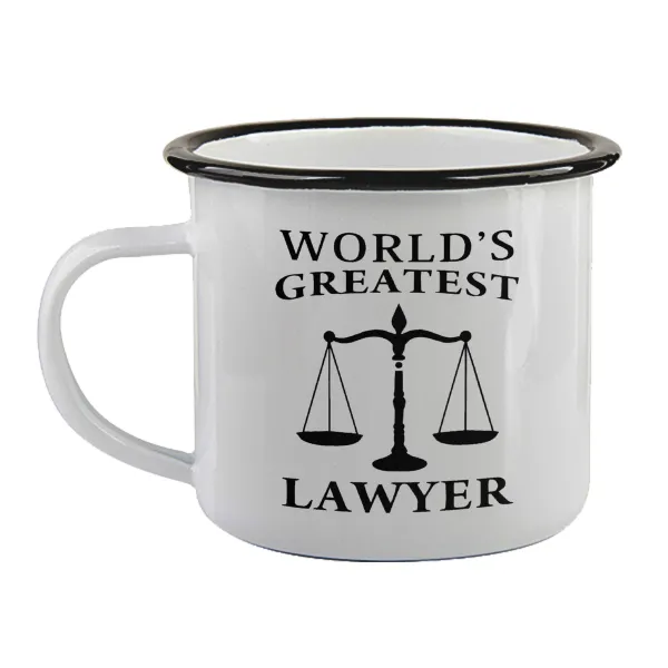 World's greatest Lawyer — Enamel mug with black rim, 360ml