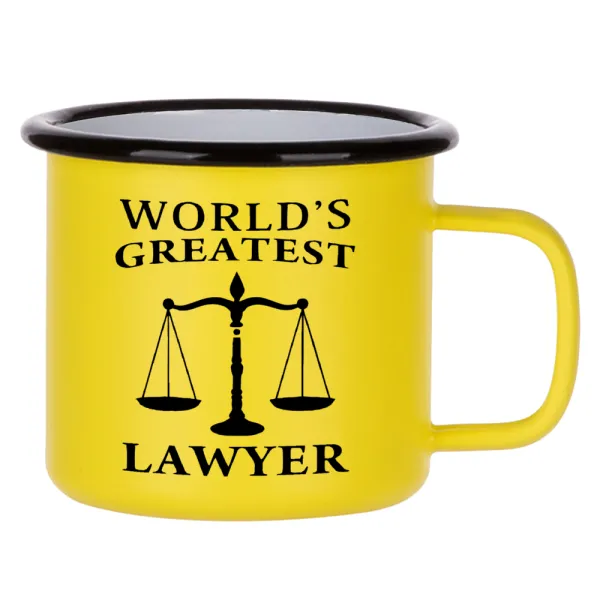 World's greatest Lawyer — Κούπα Μεταλλική εμαγιέ ΜΑΤ Κίτρινη 360ml