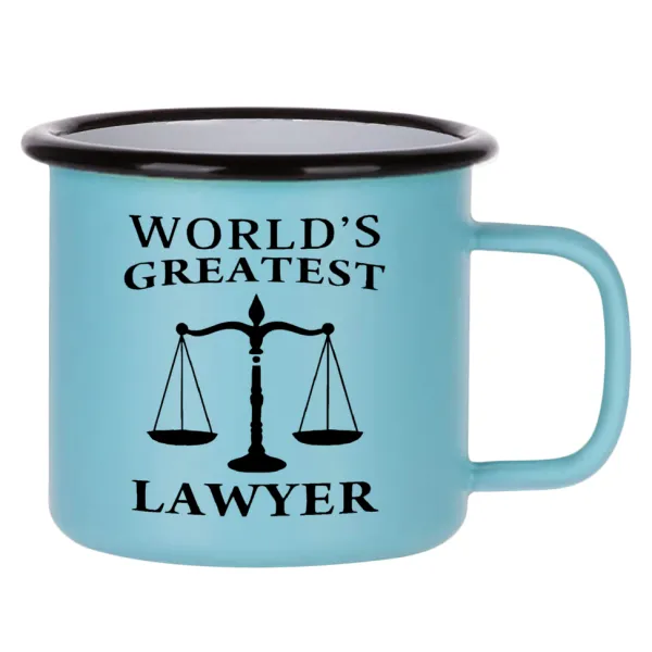 World's greatest Lawyer — Κούπα Μεταλλική εμαγιέ ΜΑΤ σιέλ 360ml