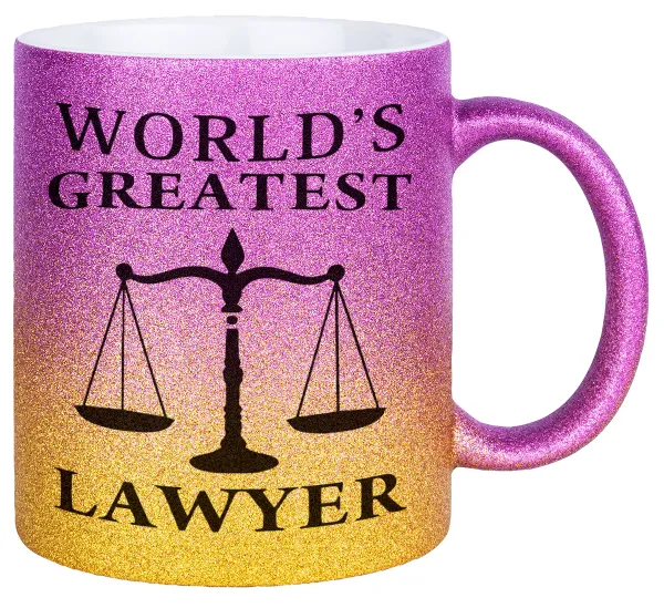 World's greatest Lawyer — Κούπα Χρυσή/Ροζ Glitter, κεραμική, 330ml