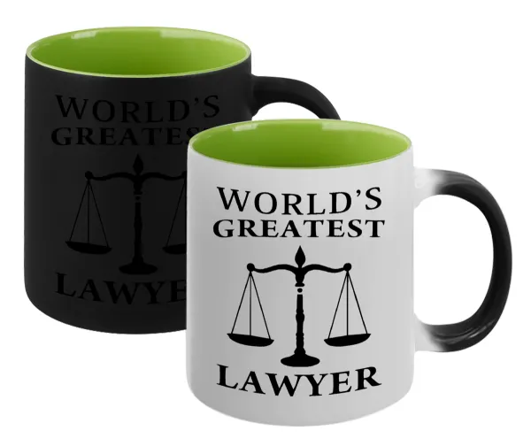 World's greatest Lawyer — Magic mug with green interior, ceramic, 330ml, changes colour with hot drinks