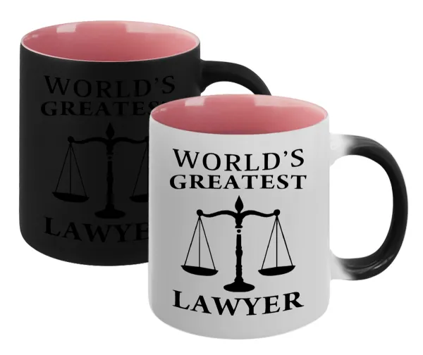 World's greatest Lawyer — Magic mug with pink interior, ceramic, 330ml, changes colour with hot drinks