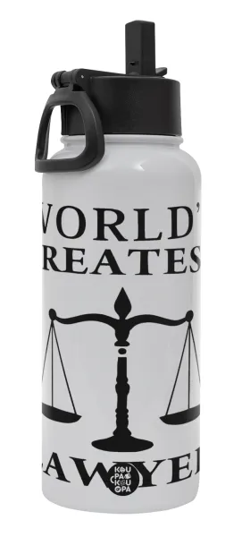 World's greatest Lawyer — Μεταλλικό παγούρι θερμός Λευκό με καλαμάκι και χερούλι (Stainless steel), διπλού τοιχώματος, 950ml