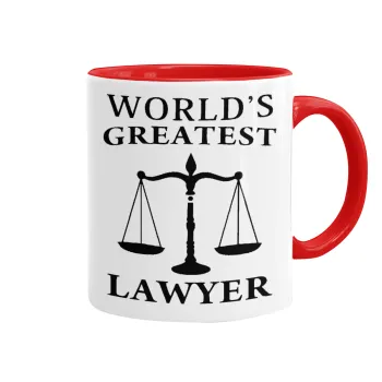 World's greatest Lawyer, Κούπα χρωματιστή κόκκινη, κεραμική, 330ml