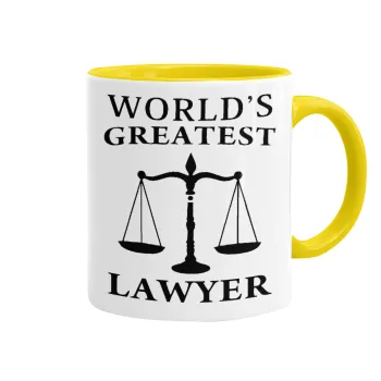 World's greatest Lawyer, Κούπα χρωματιστή κίτρινη, κεραμική, 330ml