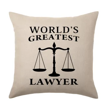 World's greatest Lawyer, Μαξιλάρι καναπέ ΛΙΝΟ 40x40cm περιέχεται το  γέμισμα