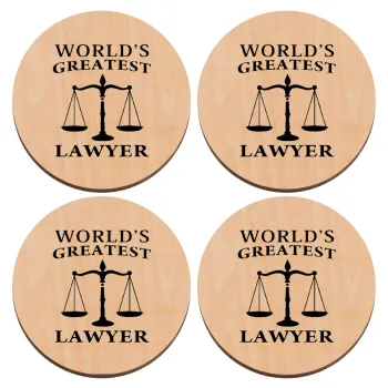 World's greatest Lawyer, ΣΕΤ x4 Σουβέρ ξύλινα στρογγυλά plywood (9cm)