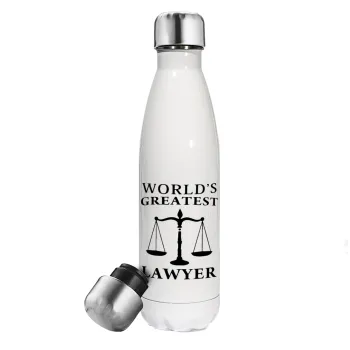 World's greatest Lawyer, Metal mug thermos White (Stainless steel), double wall, 500ml