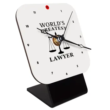 World's greatest Lawyer, Quartz Wooden table clock with hands (10cm)