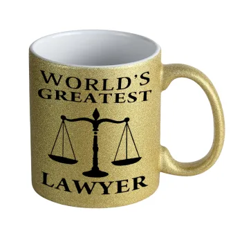 World's greatest Lawyer, Κούπα Χρυσή Glitter που γυαλίζει, κεραμική, 330ml