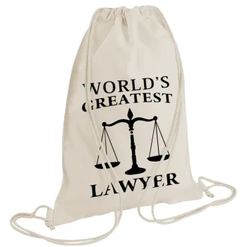 World's greatest Lawyer, Τσάντα πλάτης πουγκί GYMBAG natural (28x40cm)