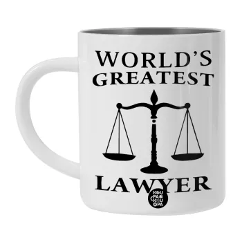 World's greatest Lawyer, Λευκή Ανοξείδωτη Μεταλλική Κούπα 450ml - Διπλού Τοιχώματος 