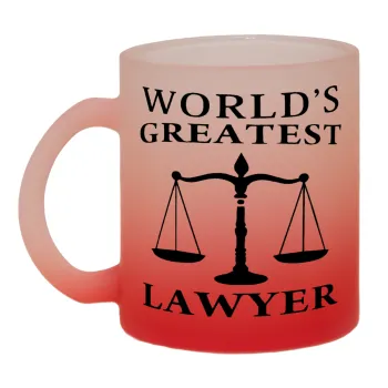 World's greatest Lawyer, Κούπα γυάλινη δίχρωμη με βάση το κόκκινο ματ, 330ml