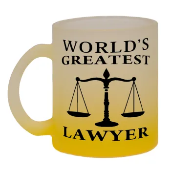 World's greatest Lawyer, Κούπα γυάλινη δίχρωμη με βάση το κίτρινο ματ, 330ml