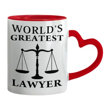 World's greatest Lawyer, Mug heart red handle, ceramic, 330ml